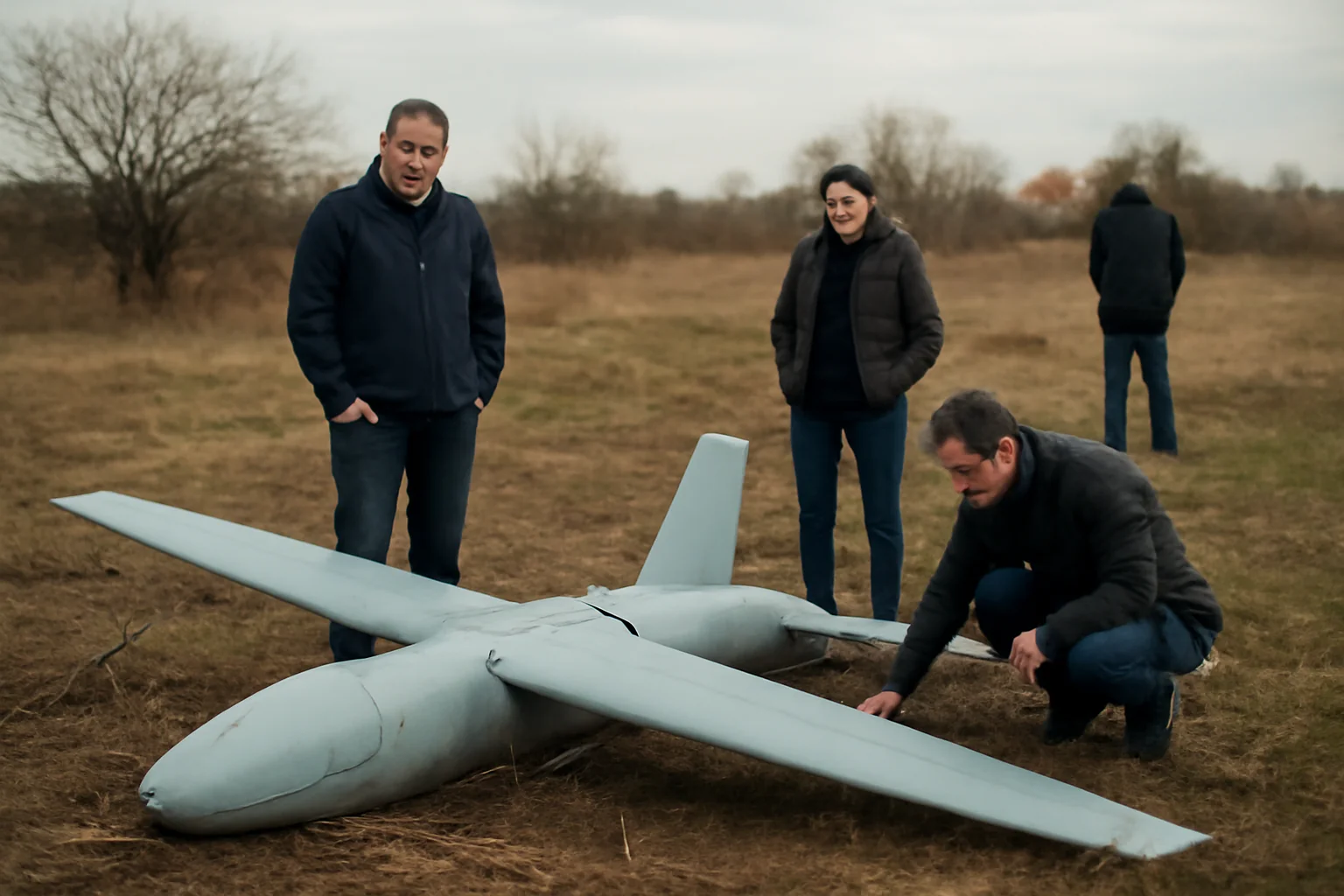 Gropeni: crater pe câmp, dronă cu exploziv detonată la impact