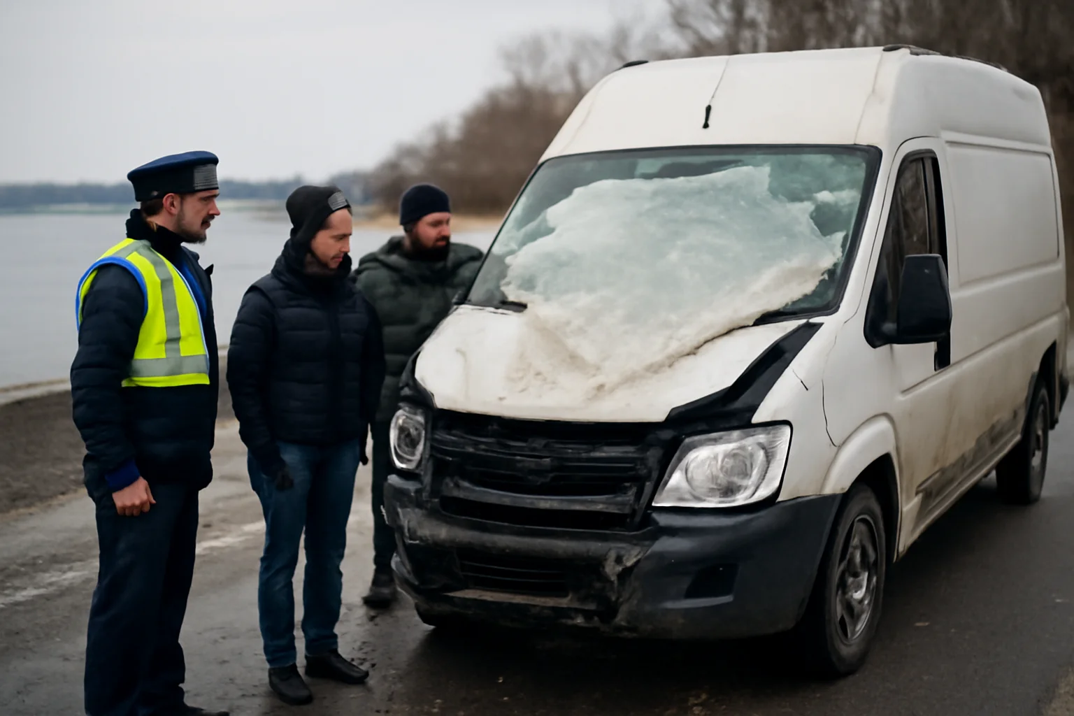 Incident rutier extrem de riscant pe digul Galați–Brăila: șoferiță din Brăila, la un pas de tragedie din cauza gheții