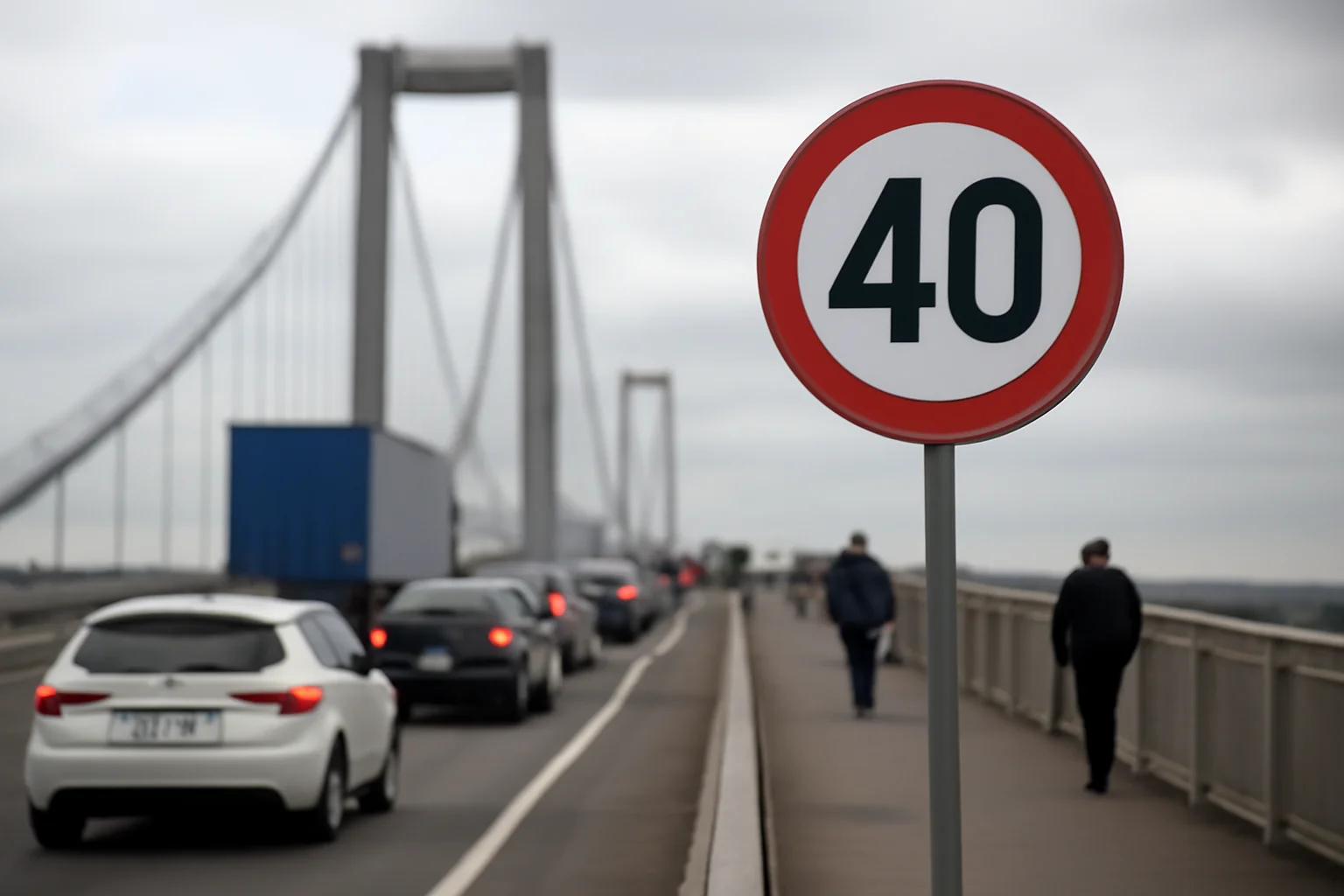 Limită de viteză redusă la 40 km/h pe podul suspendat de la Brăila, după apariția unor tasări