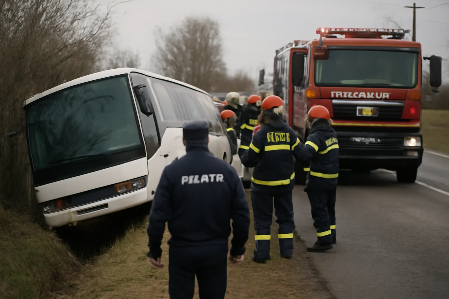 Planul Roșu de Intervenție activat la Brăila după ce un autobuz cu 24 de pasageri a părăsit carosabilul