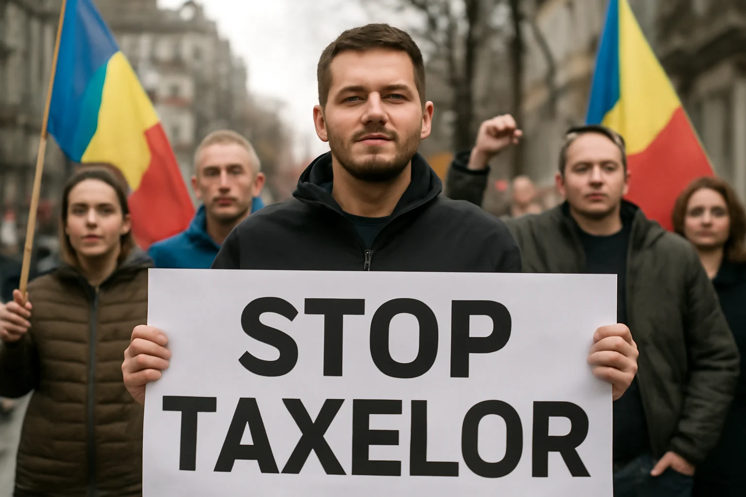 Protest AUR față de creșterea taxelor locale, organizat în centrul municipiului Brăila