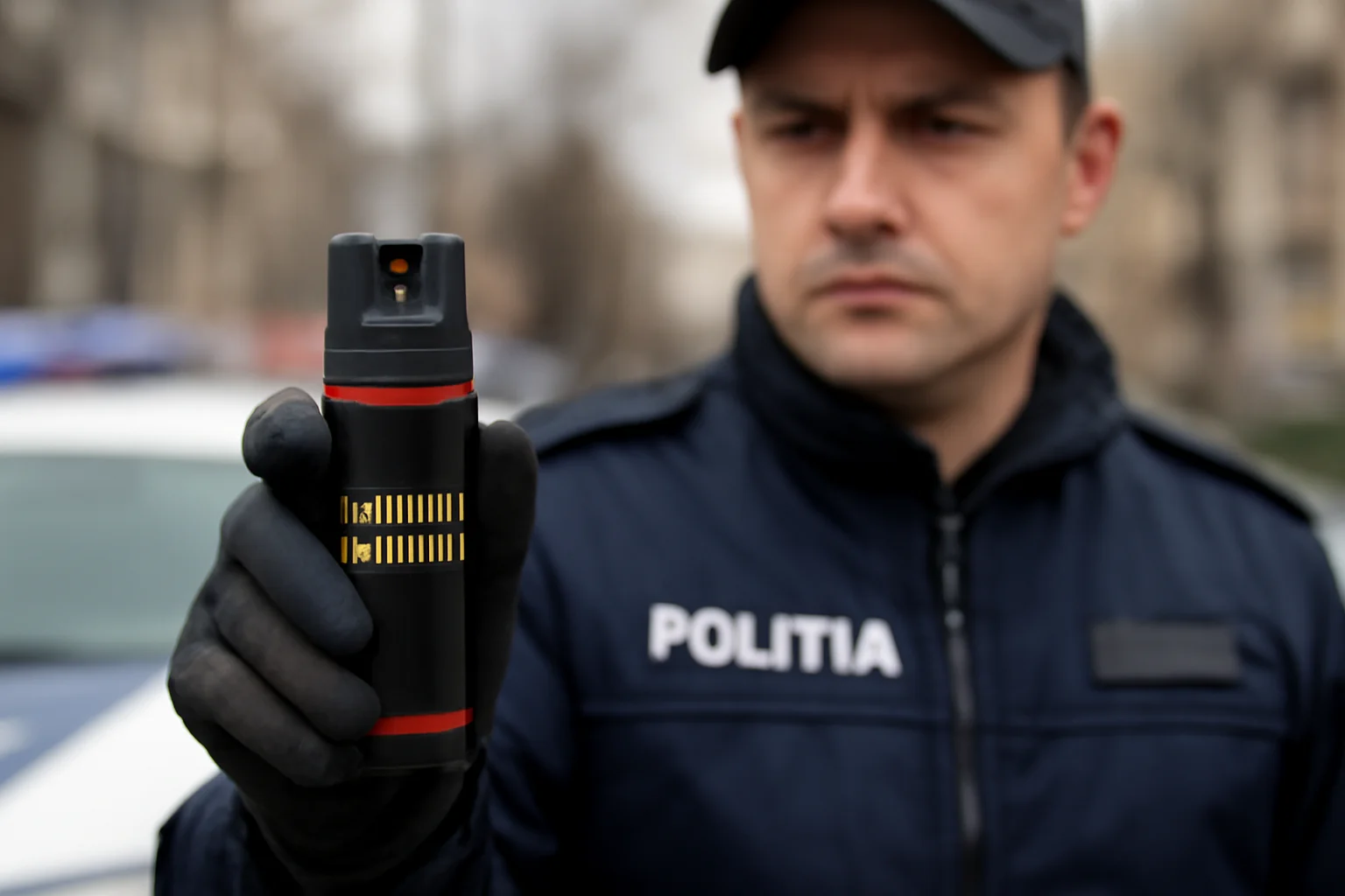 Spray iritant-lacrimogen descoperit de polițiști într-un autoturism oprit pentru control în Brăila