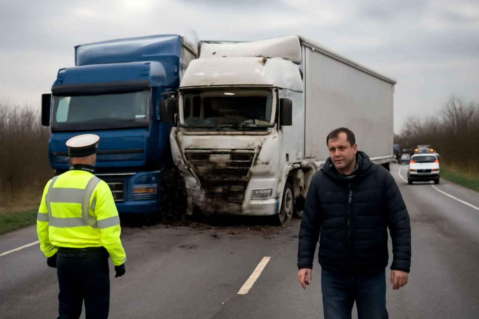 Trafic blocat pe DN 2A la Brăila după impact între două TIR-uri, fără victime