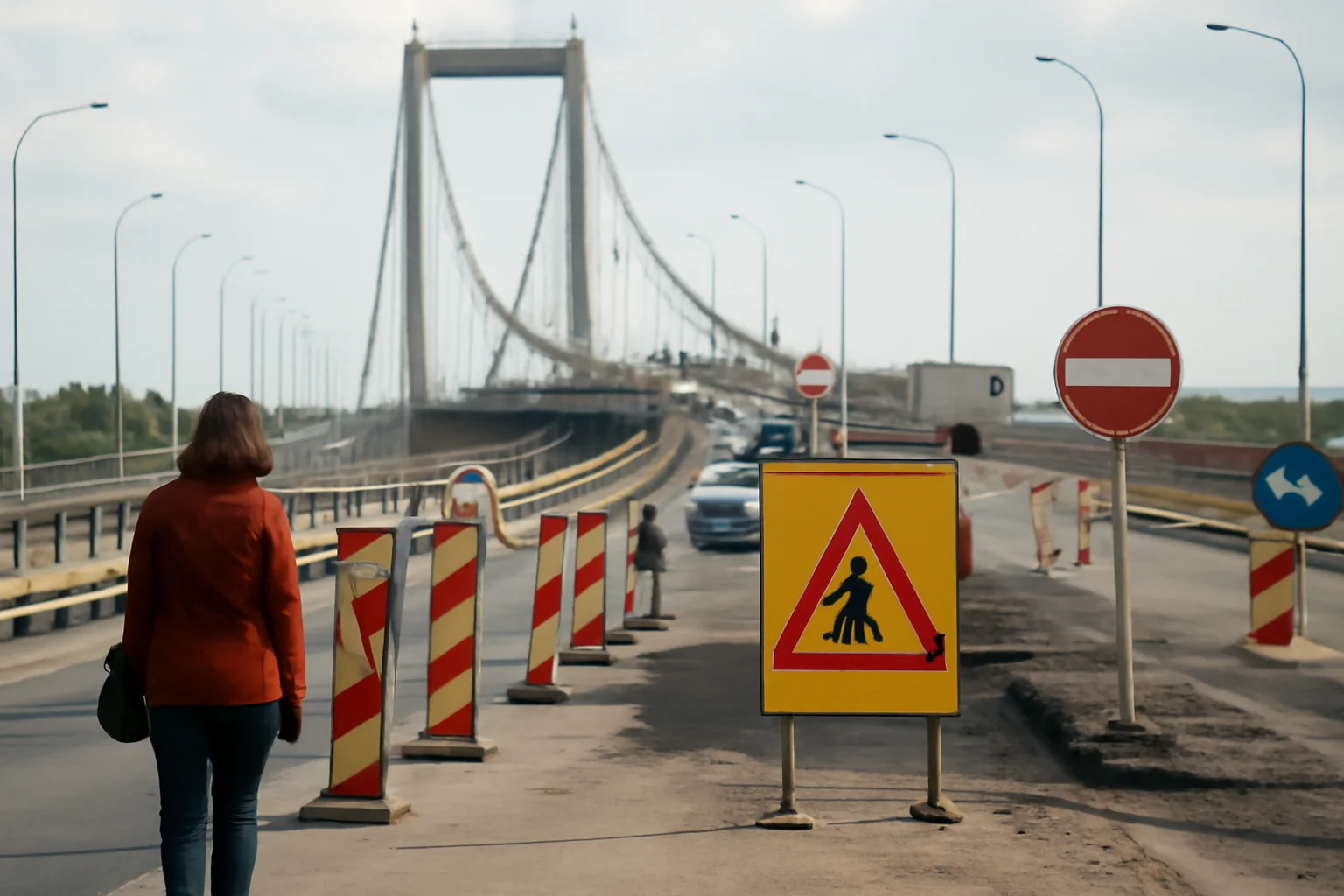 Trafic restricționat pe podul peste Dunăre de la Brăila din cauza unor noi lucrări de reparații