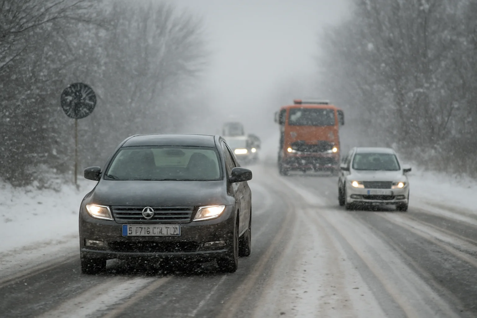 Trafic rutier în condiții de iarnă pe drumurile naționale din Brăila, 11 ianuarie 2026