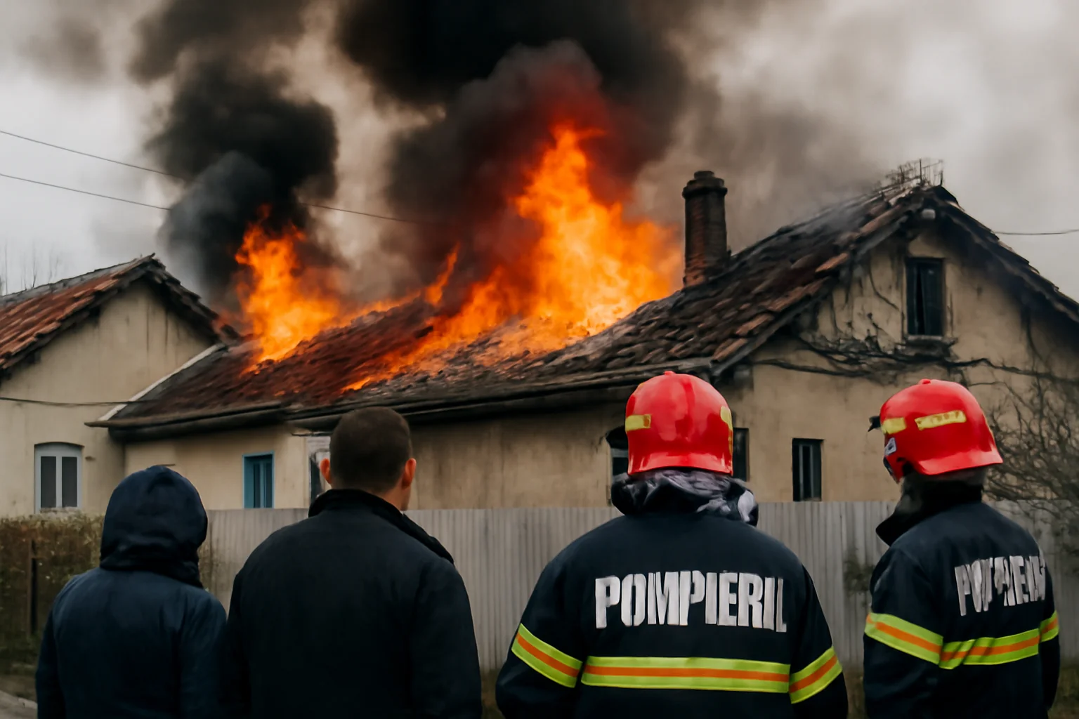 trei acoperișuri arse din cauza unui coș de fum defect
